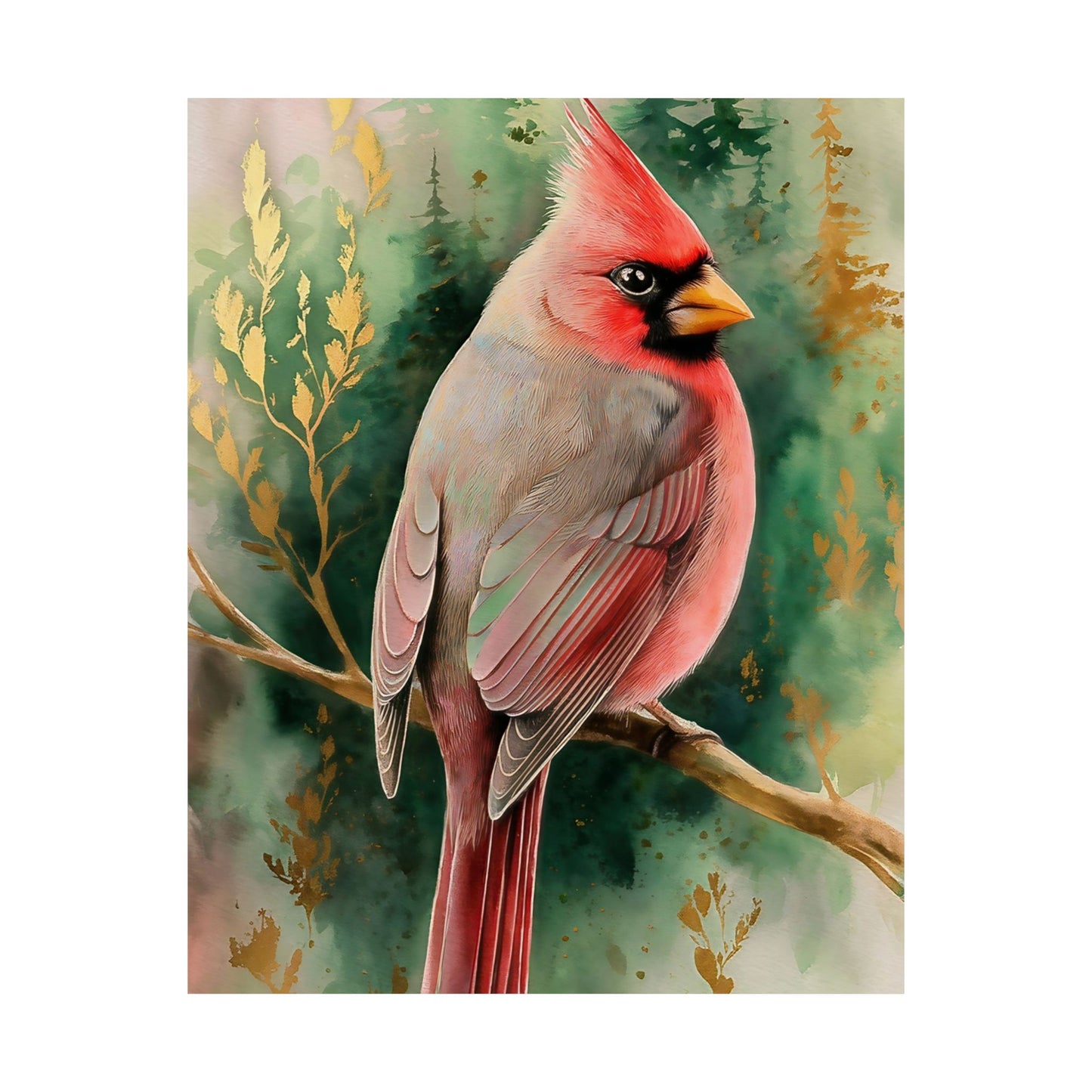 Cardinal With Pines Poster
