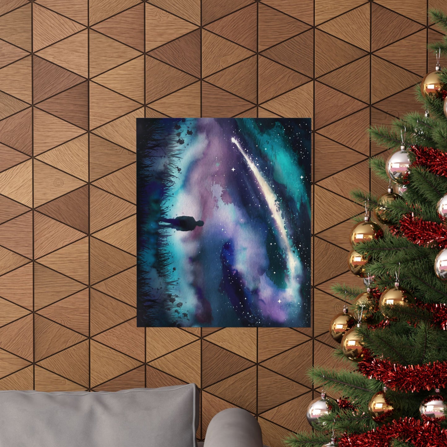 Man Looking Up At Starry Night Poster