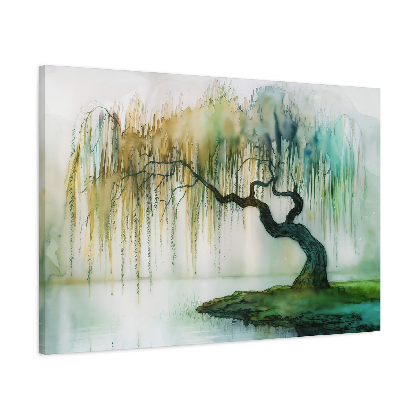 Serene Willow Tree Watercolor Canvas Print