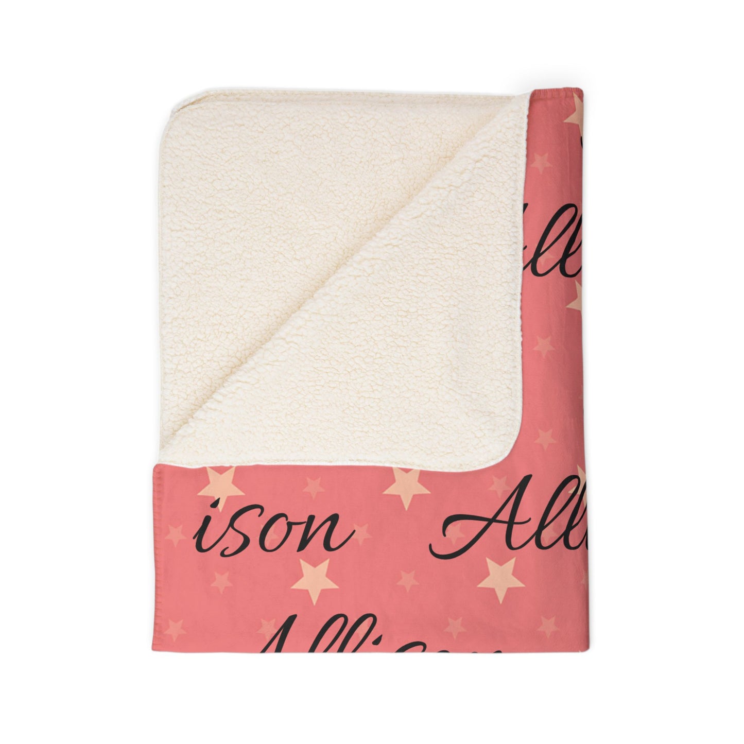 Custom Name with Stars Blanket | Pink Girls Personalized Sherpa Blanket