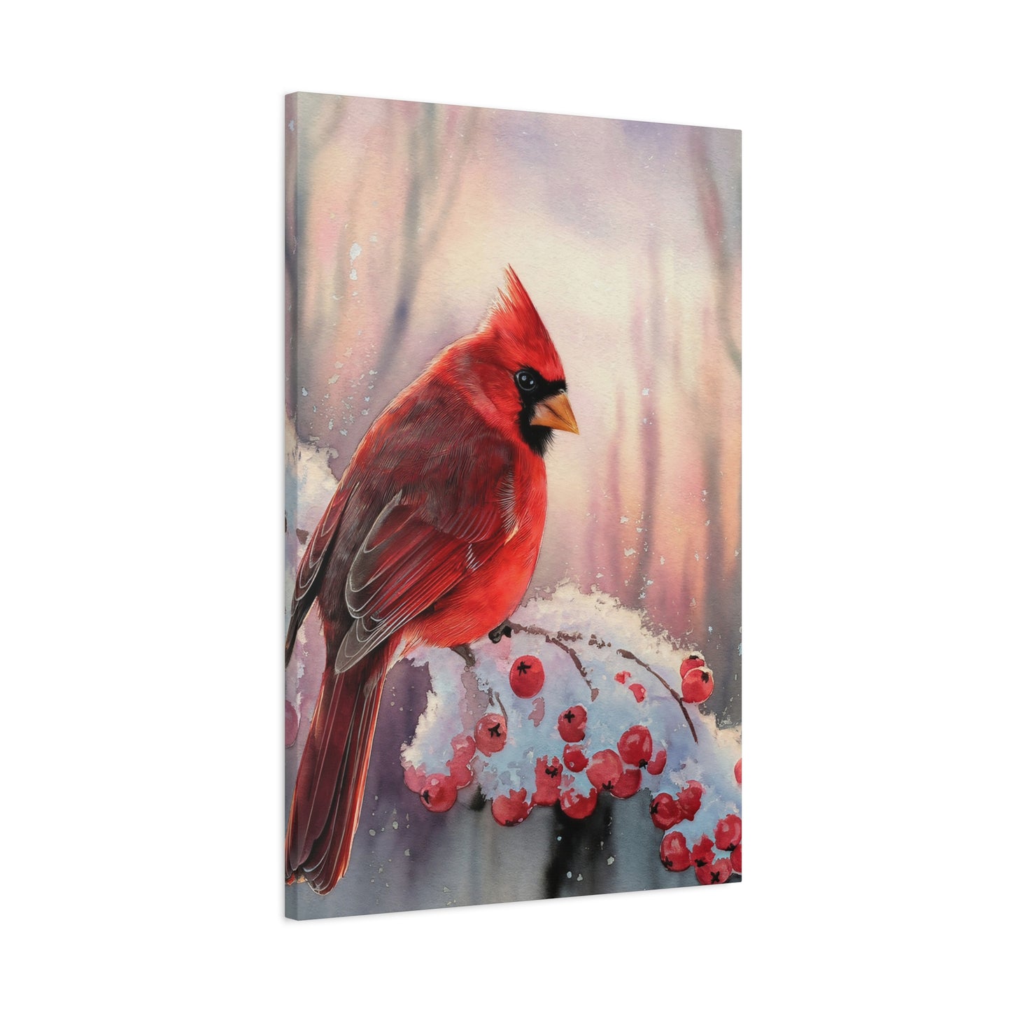 Cardinal Winter Scene Canvas Wall Art