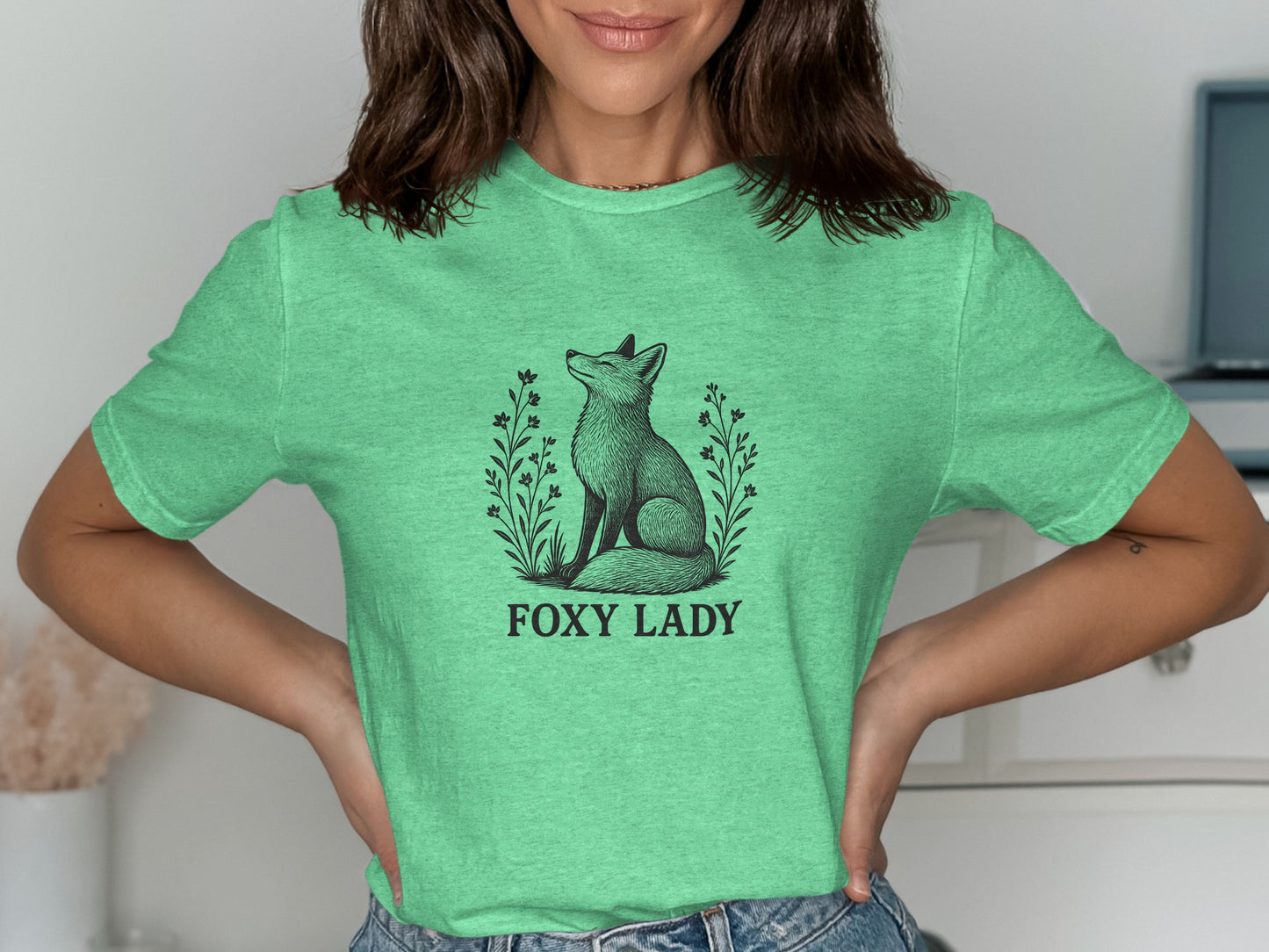 Foxy Lady Graphic Teal Tee Casual Stylish Tee product