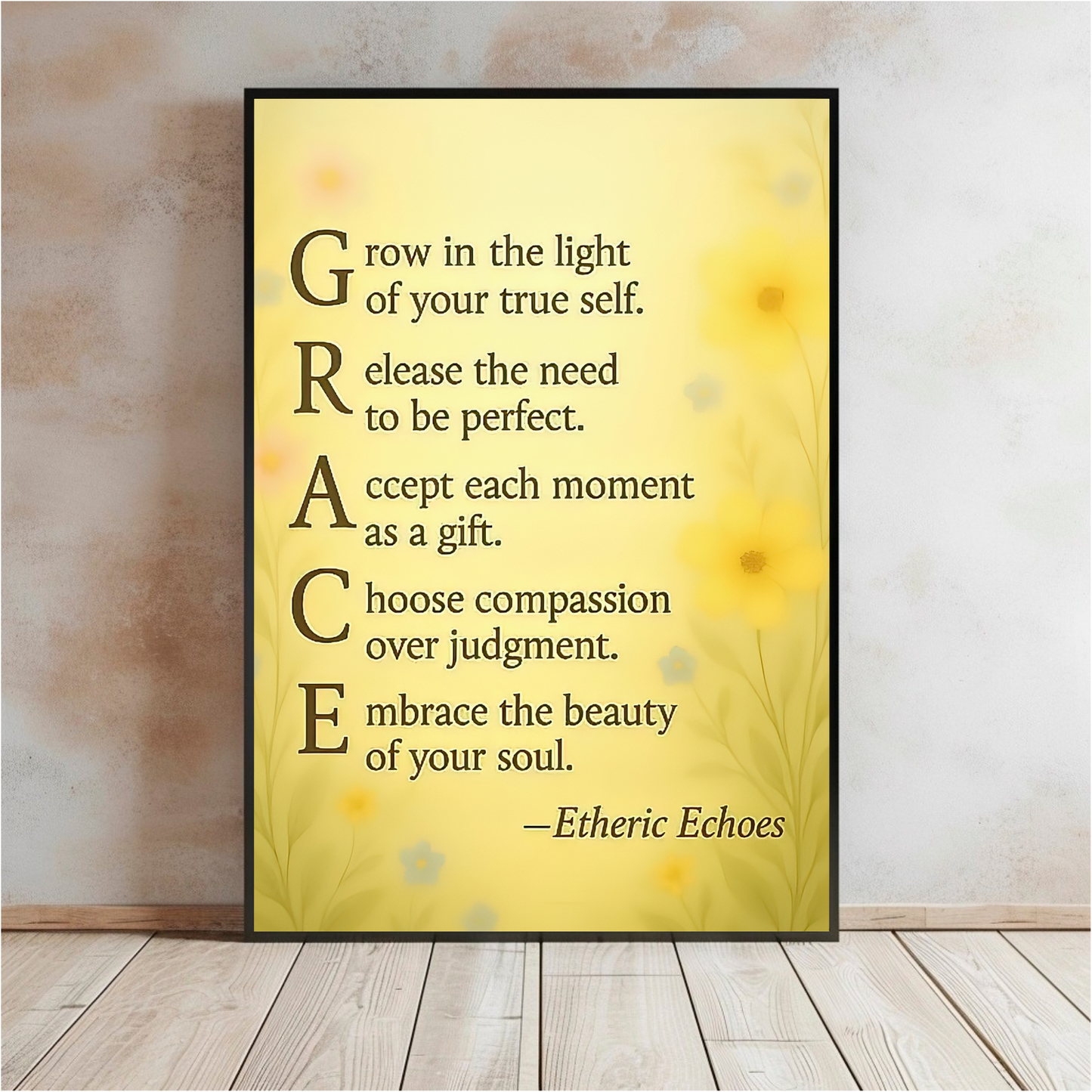 Grace Acrostic Poem Printable Wall Art Digital Download with Floral Design