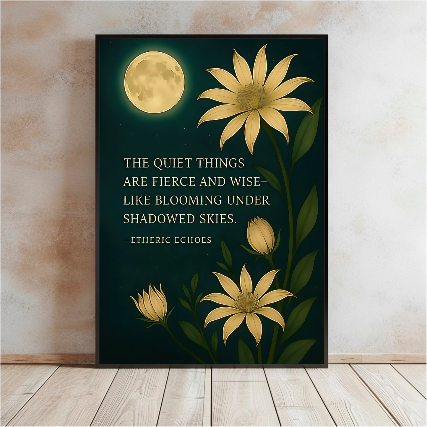 Moonlight Flower Quote Printable Wall Art Digital Download