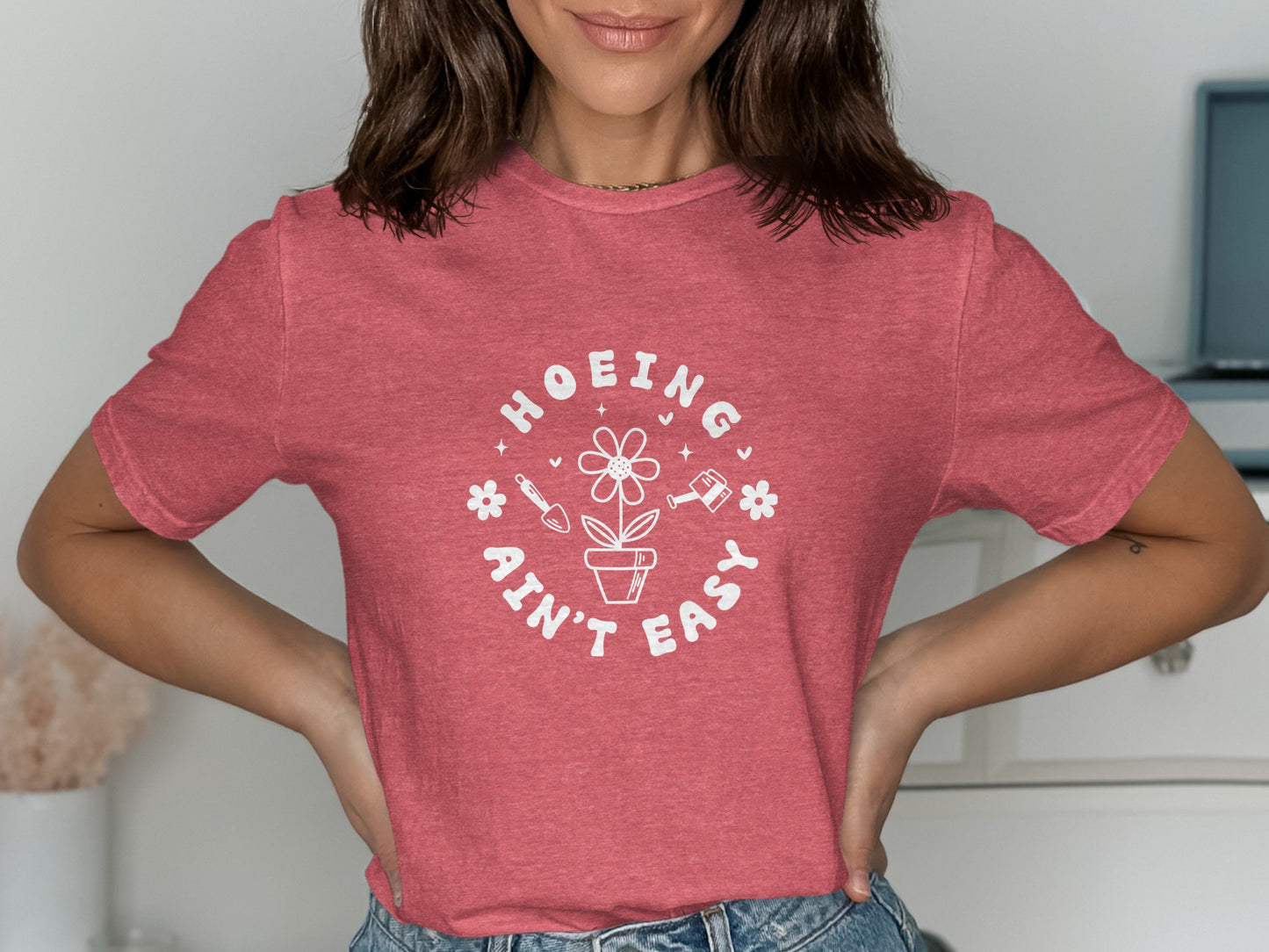 Gardening Pun Design T-shirt Hoeing Ain't Easy product type