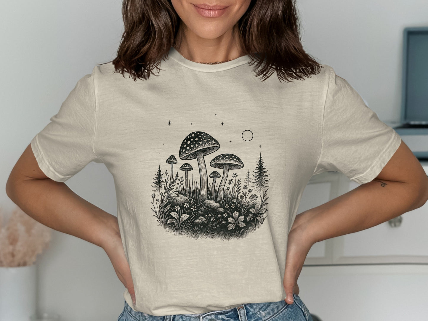 Whimsical Mushrooms and Flora Design Shirt product type