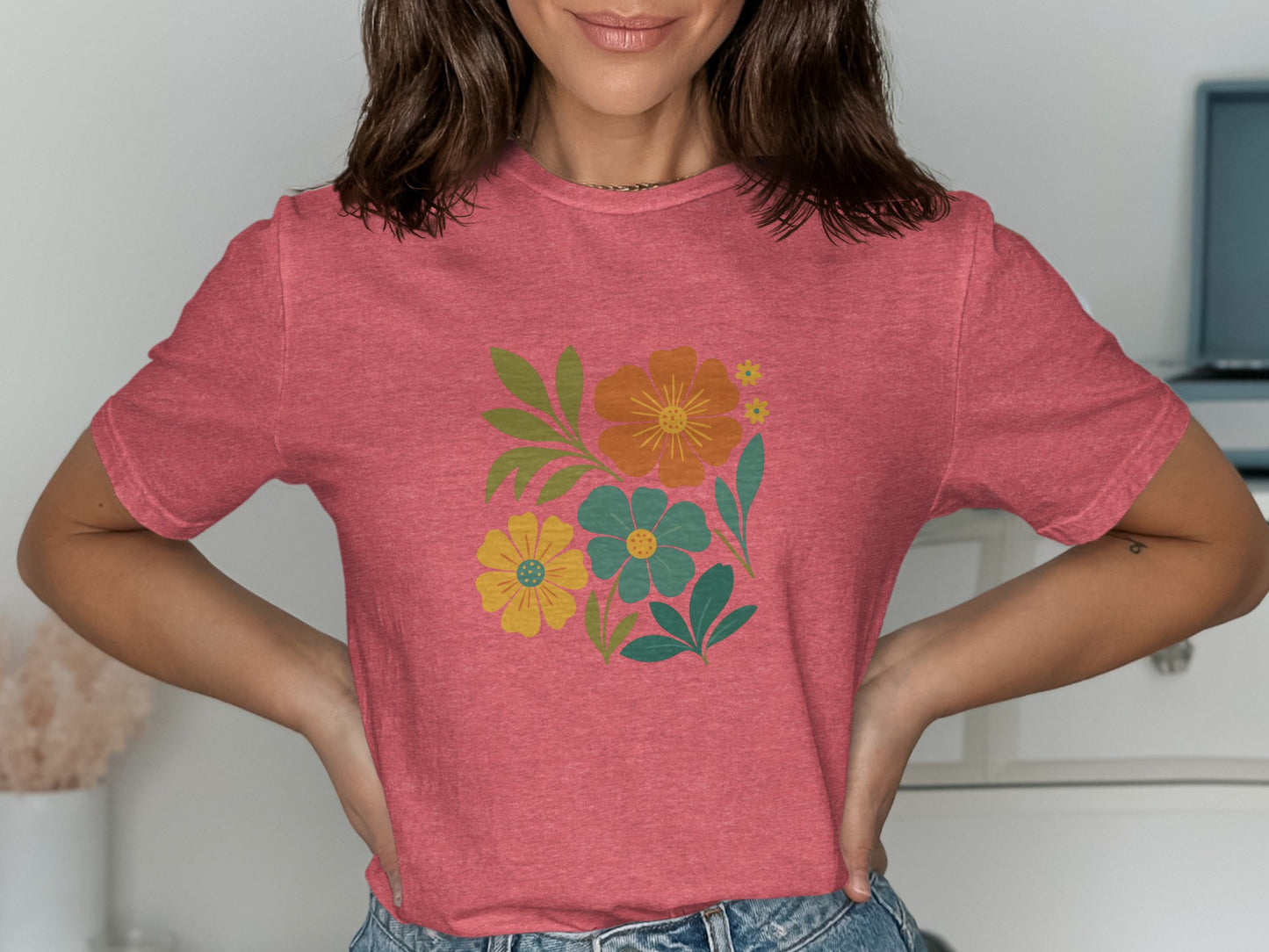 Colorful Floral Design Short Sleeve Shirt product type