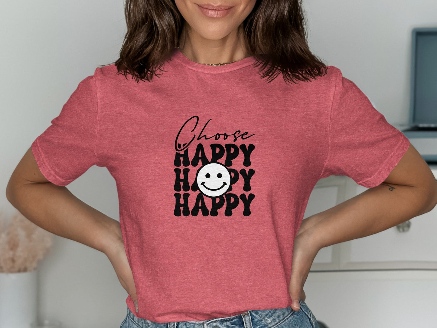 Choose Happy Smile Face Graphic T-Shirt product