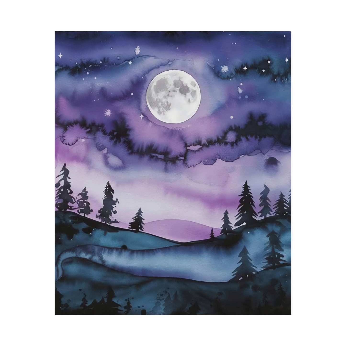 Full Moon Night Sky Poster