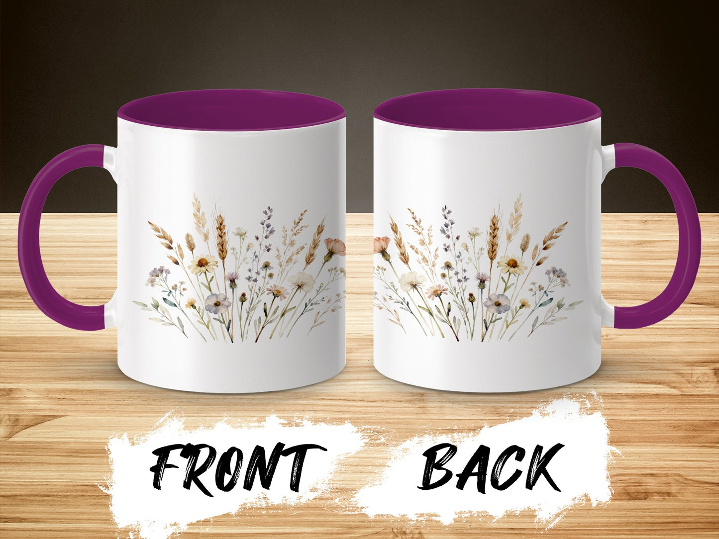 Floral Print White and Purple Coffee Mug product type