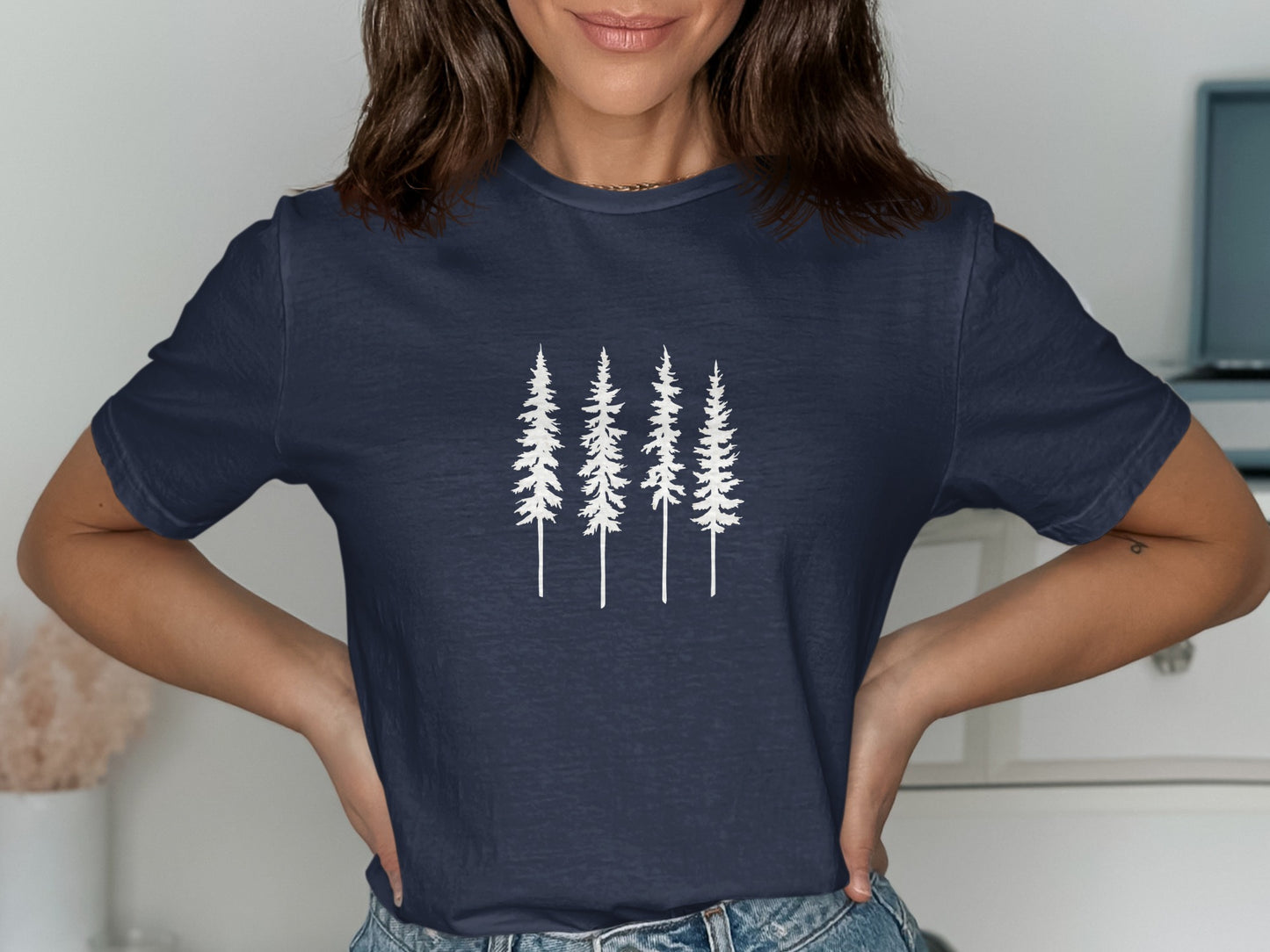 Dark Blue Shirt with Simple Tree Design Shirt product