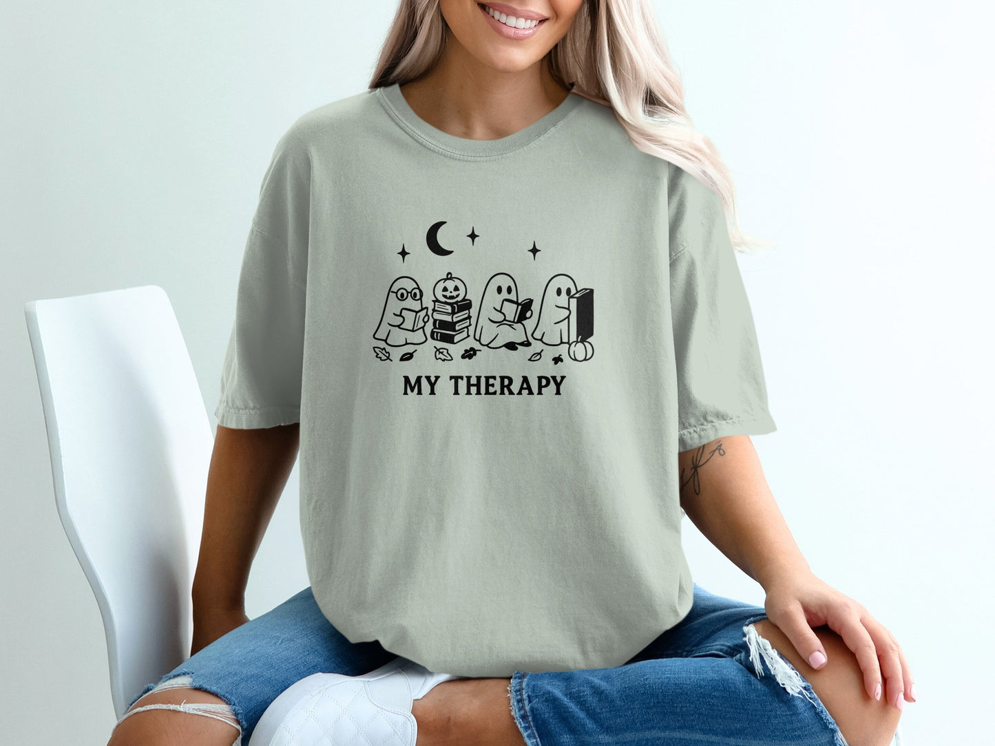 Funny Ghosts with Stars and Moon Therapy Shirt product type