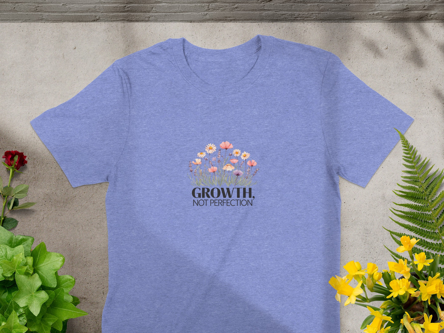 Growth Not Perfection with Floral Design T-shirt product