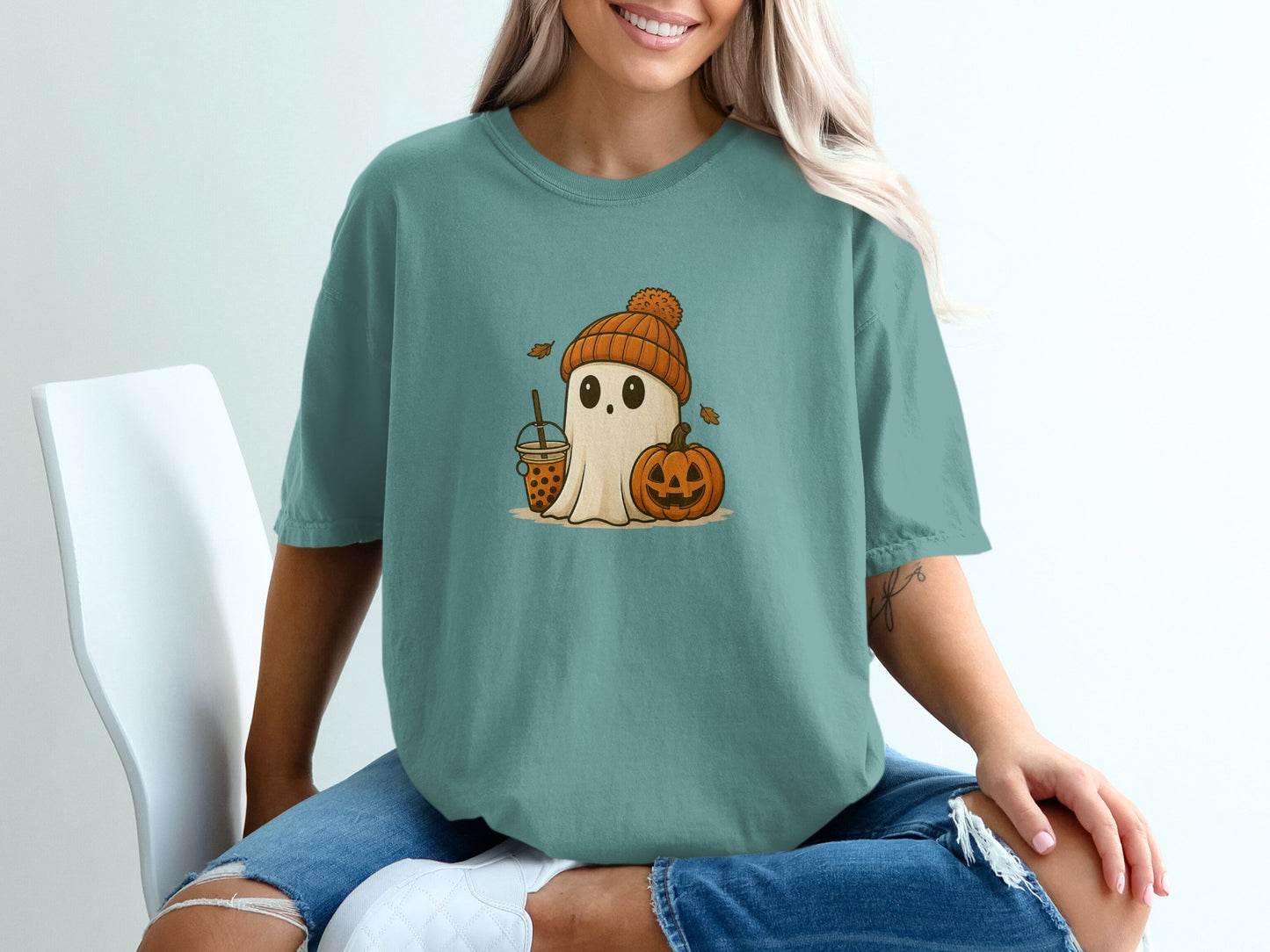 Ghost and Pumpkin Halloween Graphic Tee shirt product