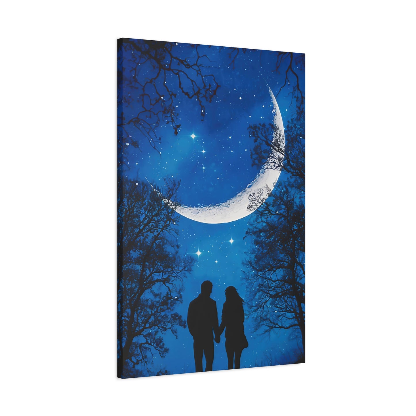 Couple Under The Moon Canvas Wall Art