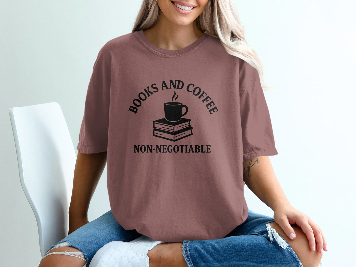 Books and Coffee Non-Negotiable Graphic T-Shirt product