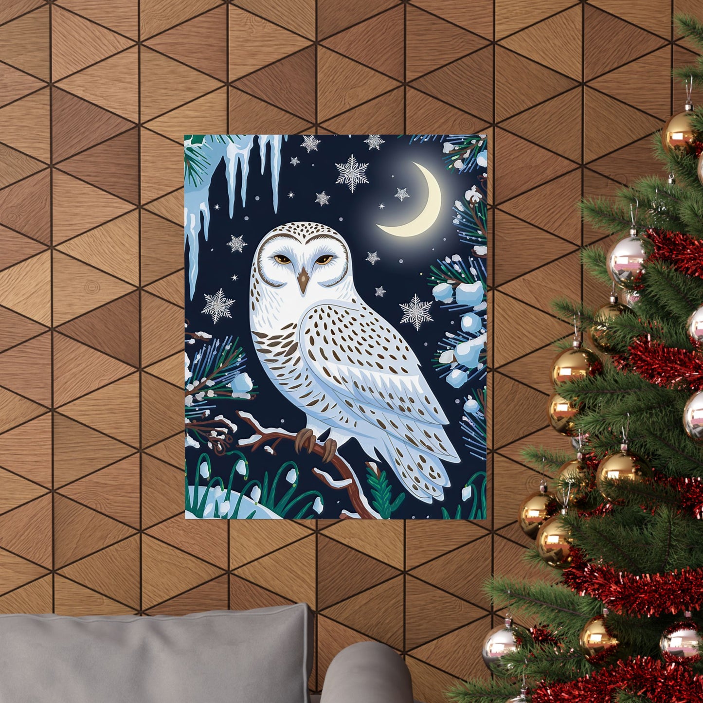 Snow Owl On A Winter`s Night Poster