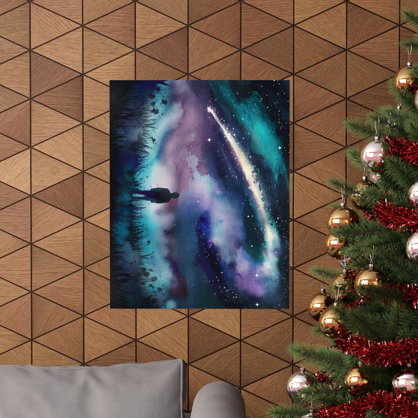 Man Looking Up At Starry Night Poster