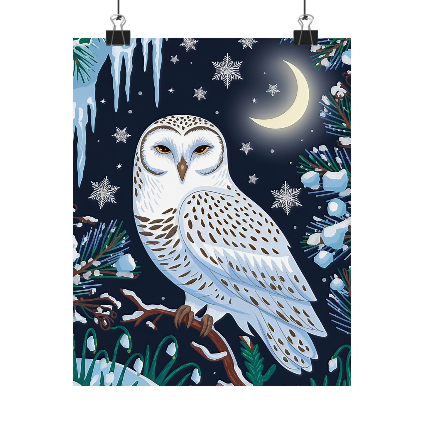 Snow Owl On A Winter`s Night Poster