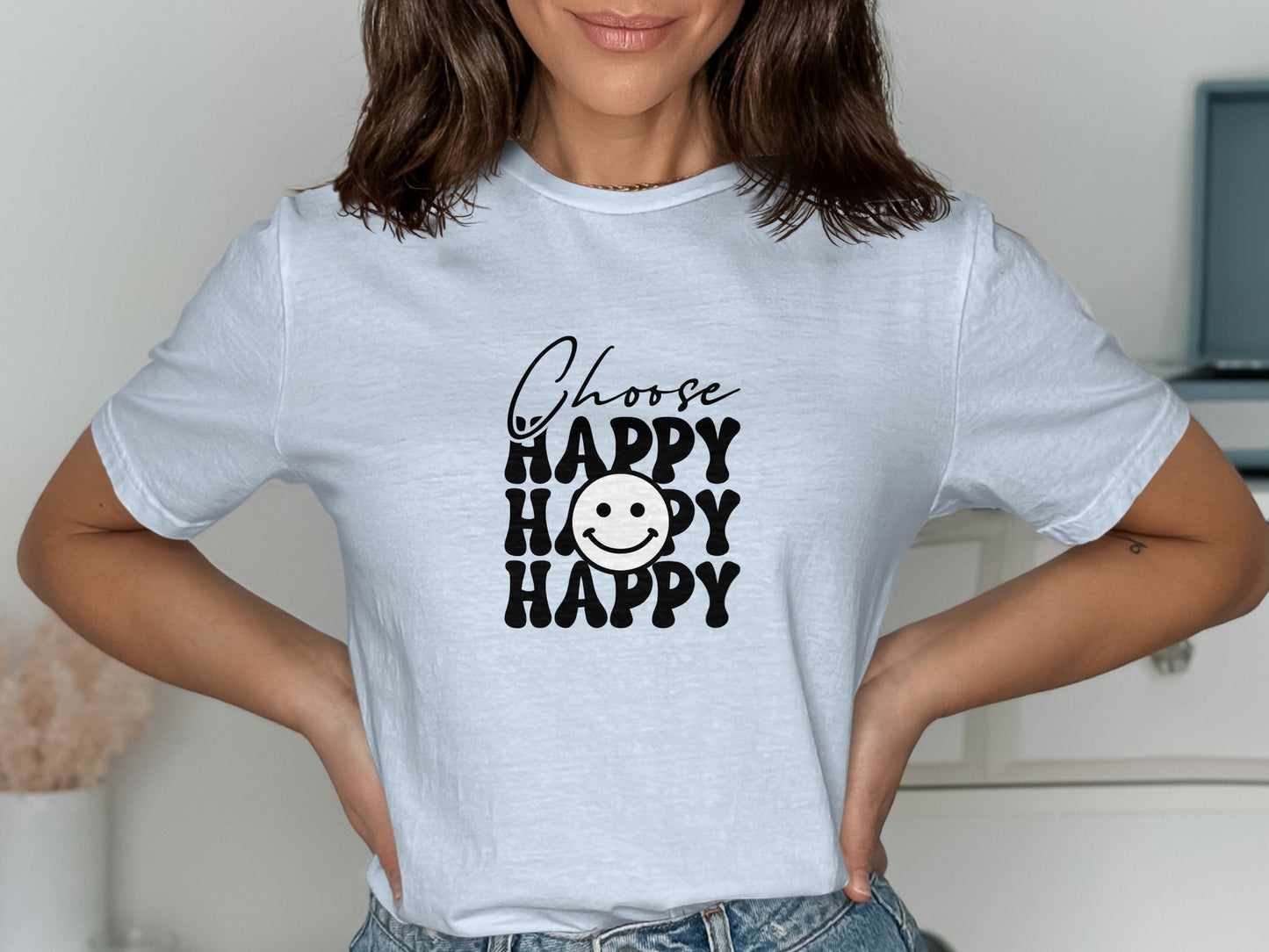 Choose Happy Smile Face Graphic Tee product