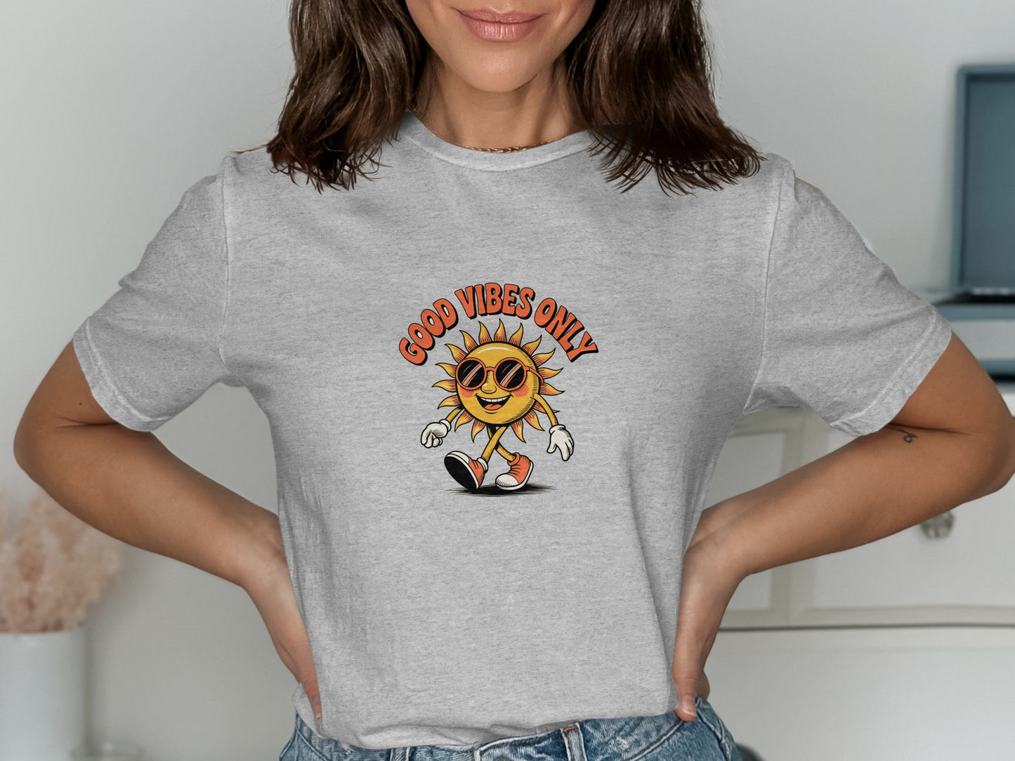 Good Vibes Only Sun Graphic Design T-shirt product type