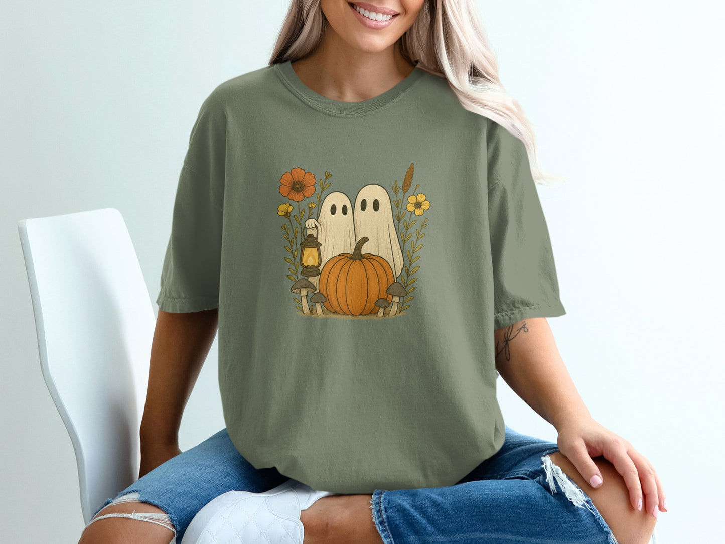 Cute Ghosts and Pumpkins Graphic Tee product