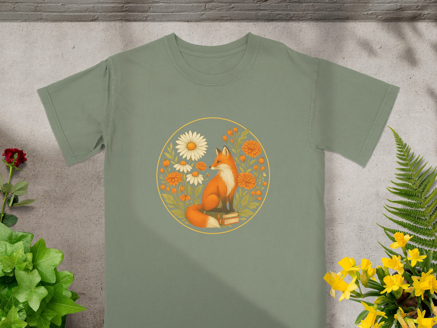 Fox and Flowers Graphic Tee Shirt product type
