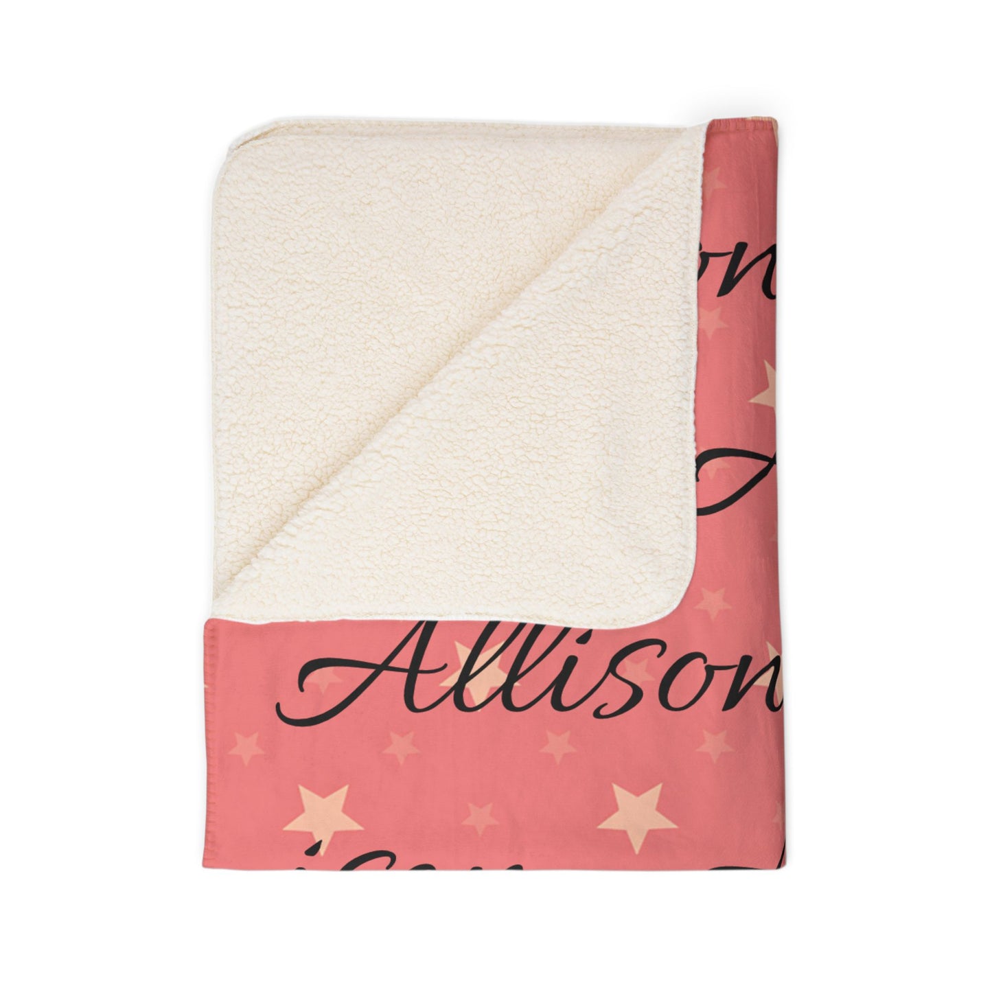 Custom Name with Stars Blanket | Pink Girls Personalized Sherpa Blanket