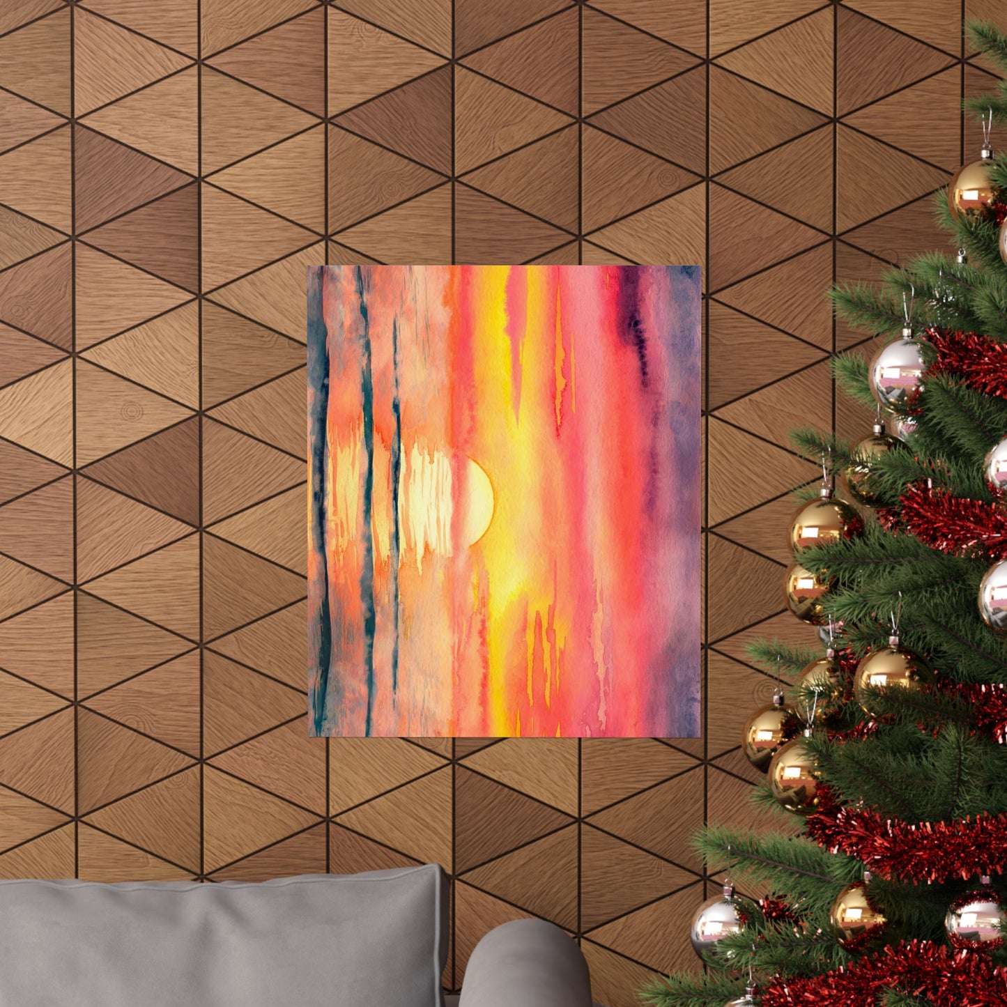 Ocean Sunset Watercolor Poster