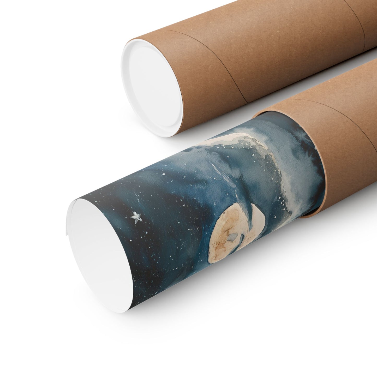Full Moon Over Ocean Watercolor Poster