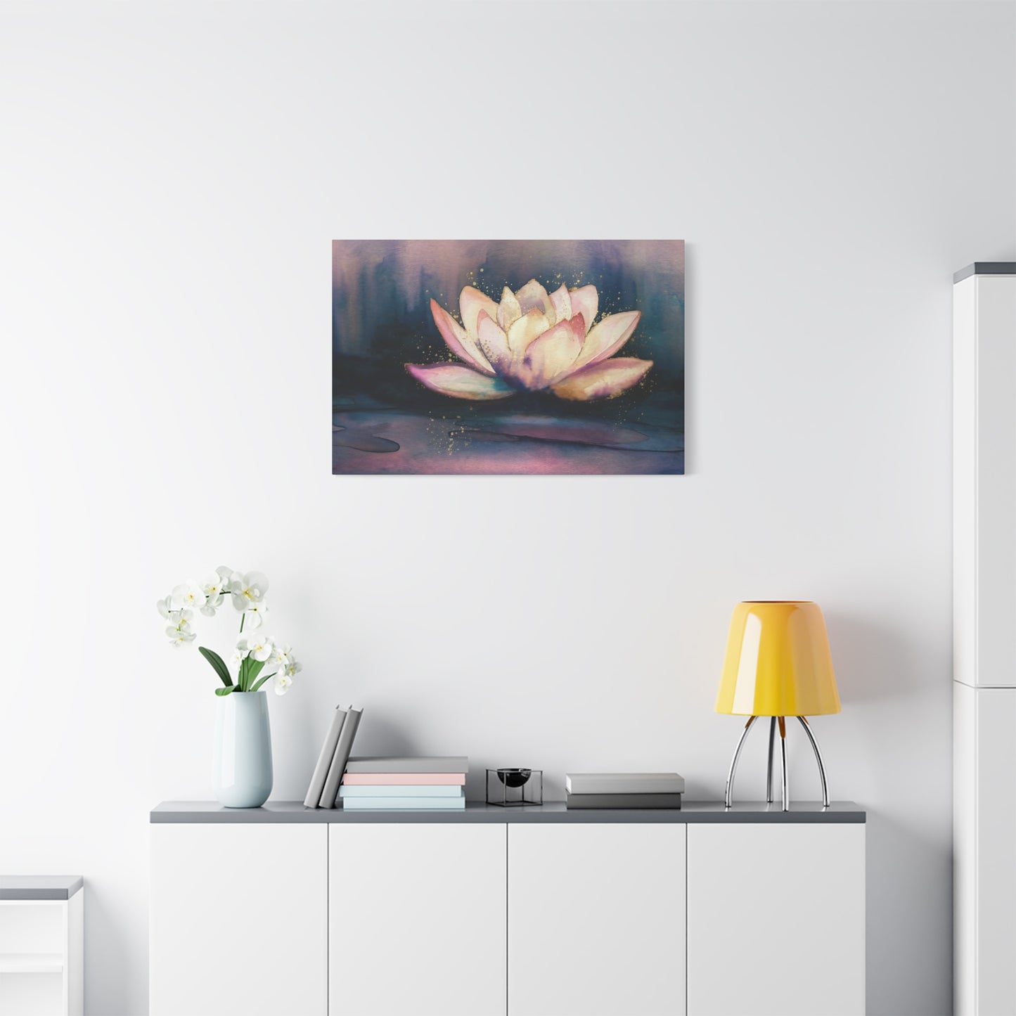 Lotus Flower Watercolor Canvas Wall Art
