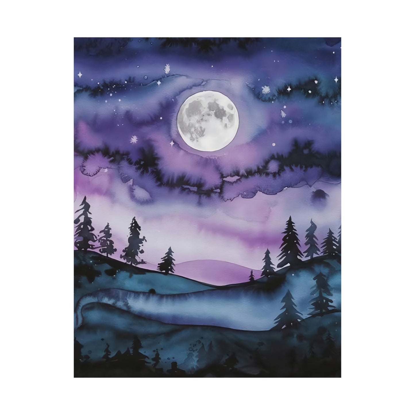 Full Moon Night Sky Poster