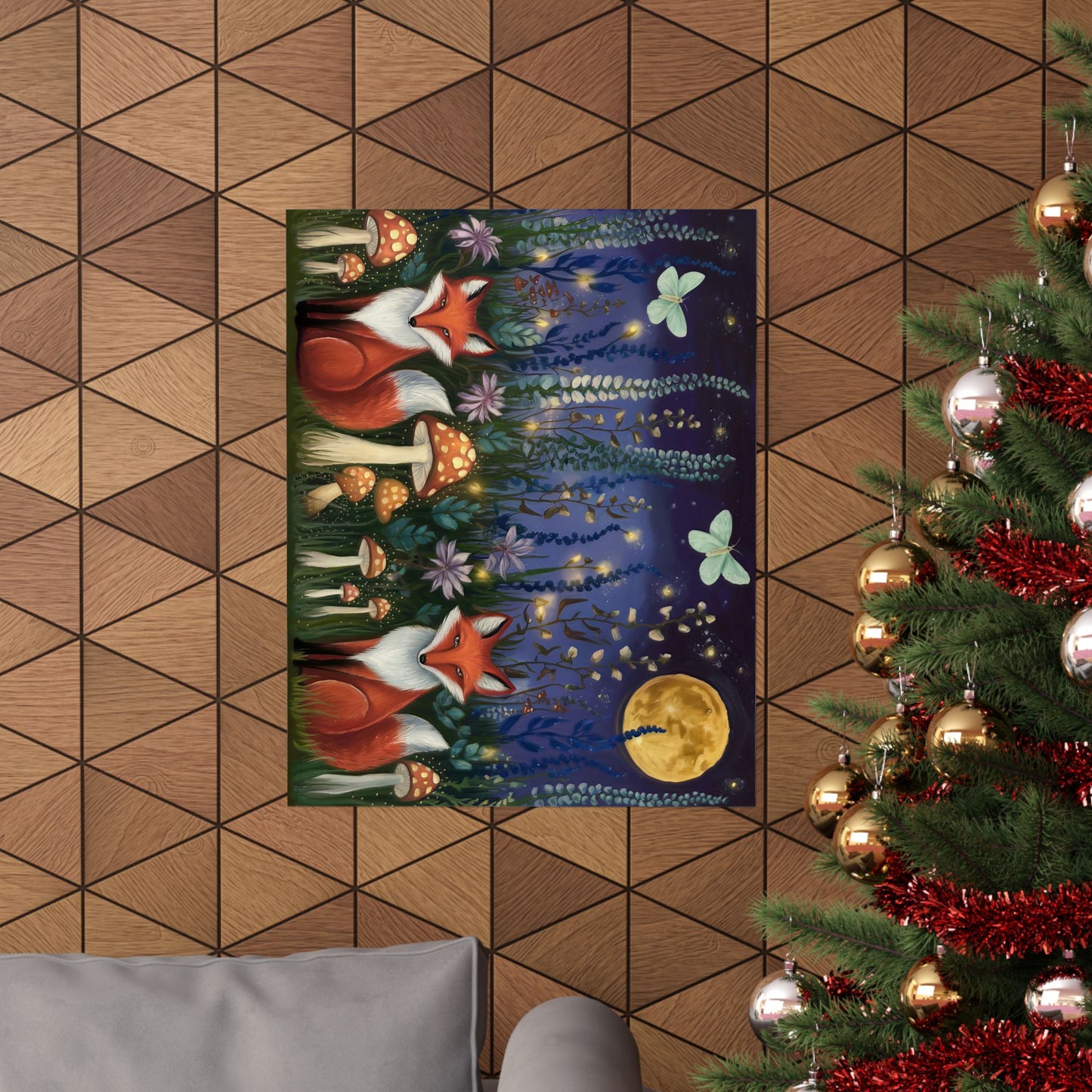 Midnight Woodland Folk Art Poster