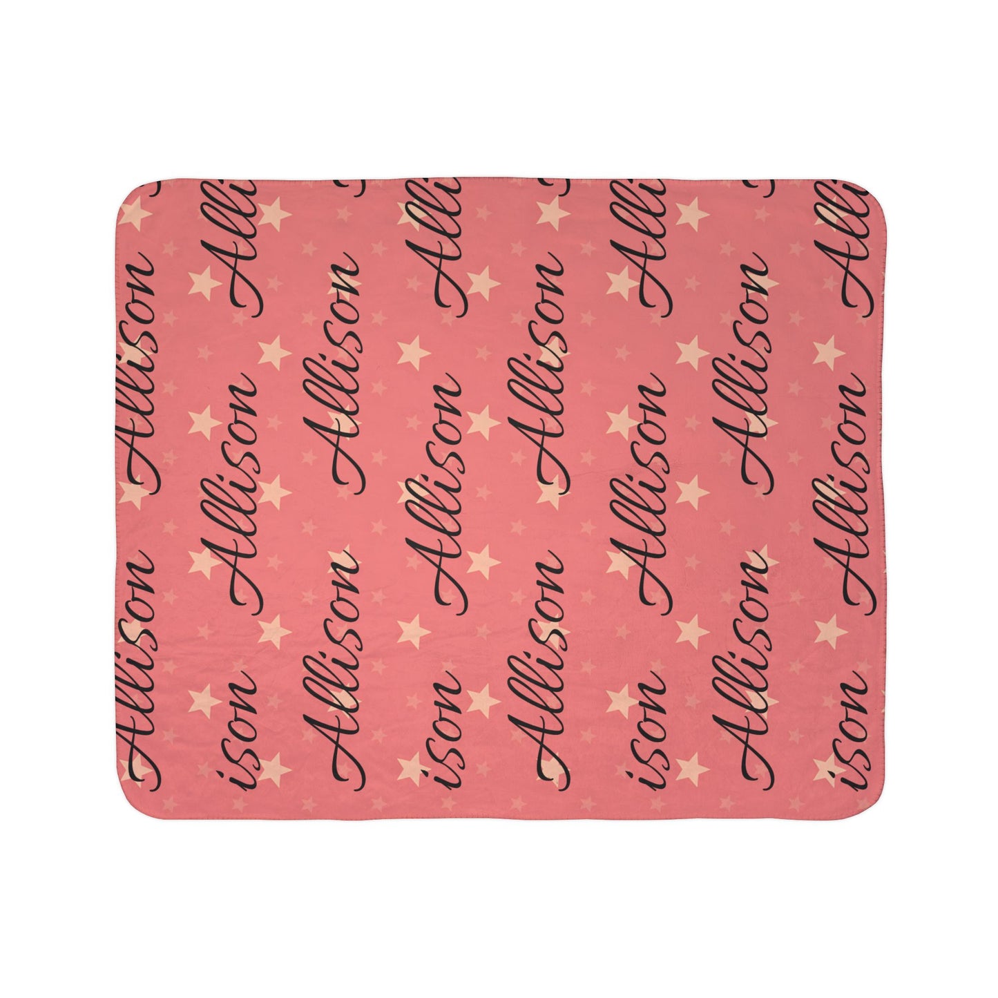 Custom Name with Stars Blanket | Pink Girls Personalized Sherpa Blanket