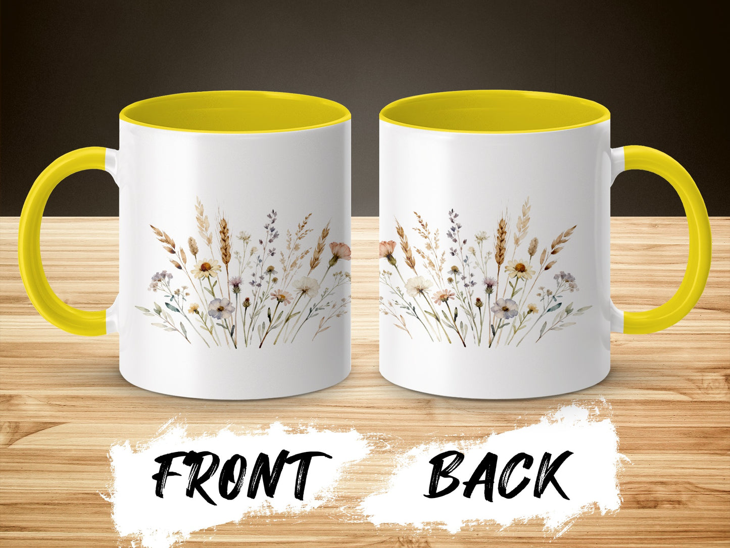 Floral Design Mug with Yellow Interior Coffee product