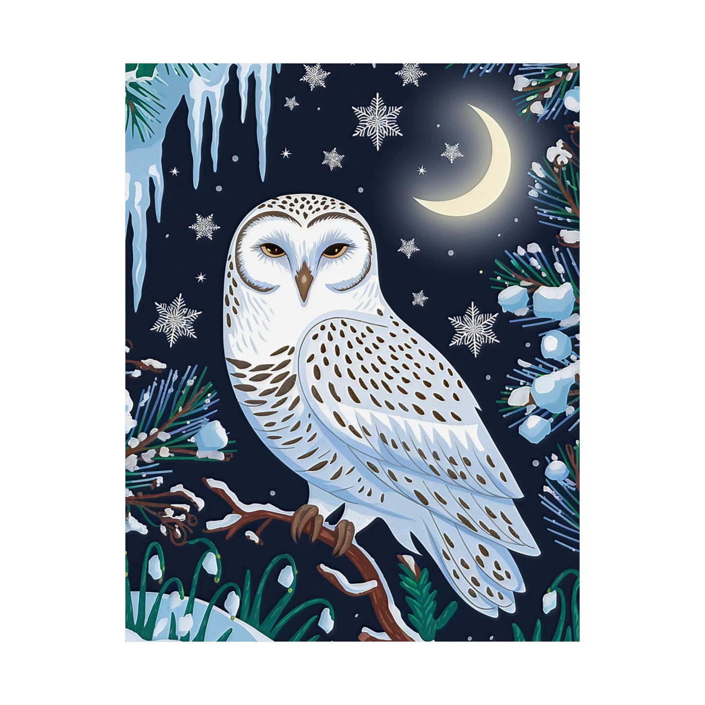 Snow Owl On A Winter`s Night Poster