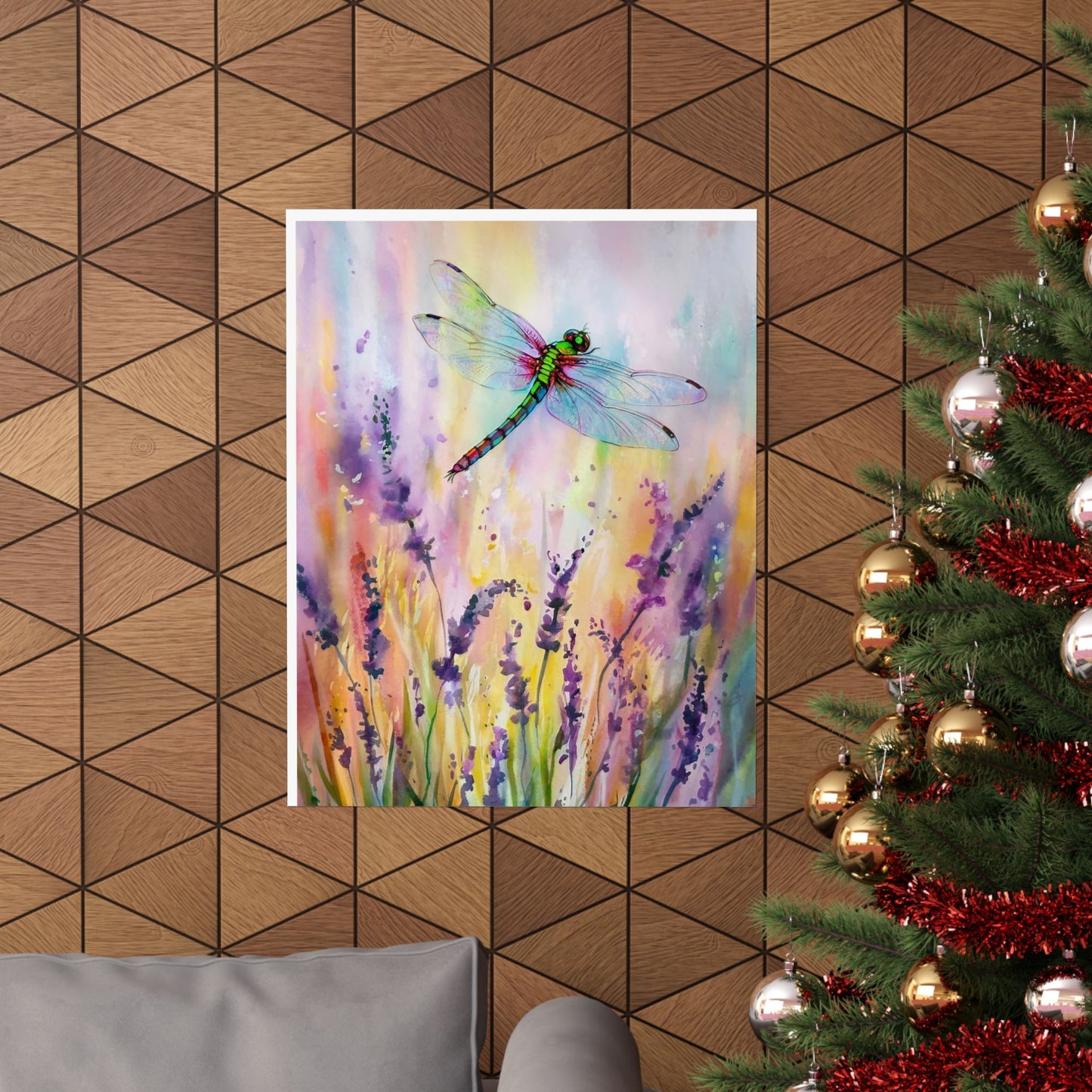Flowers With Dragonfly Poster