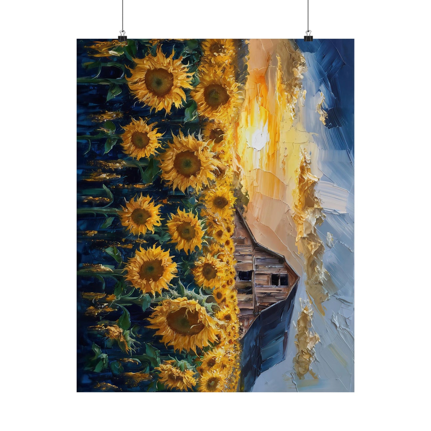 Sunflower Fields Oil Painting Poster