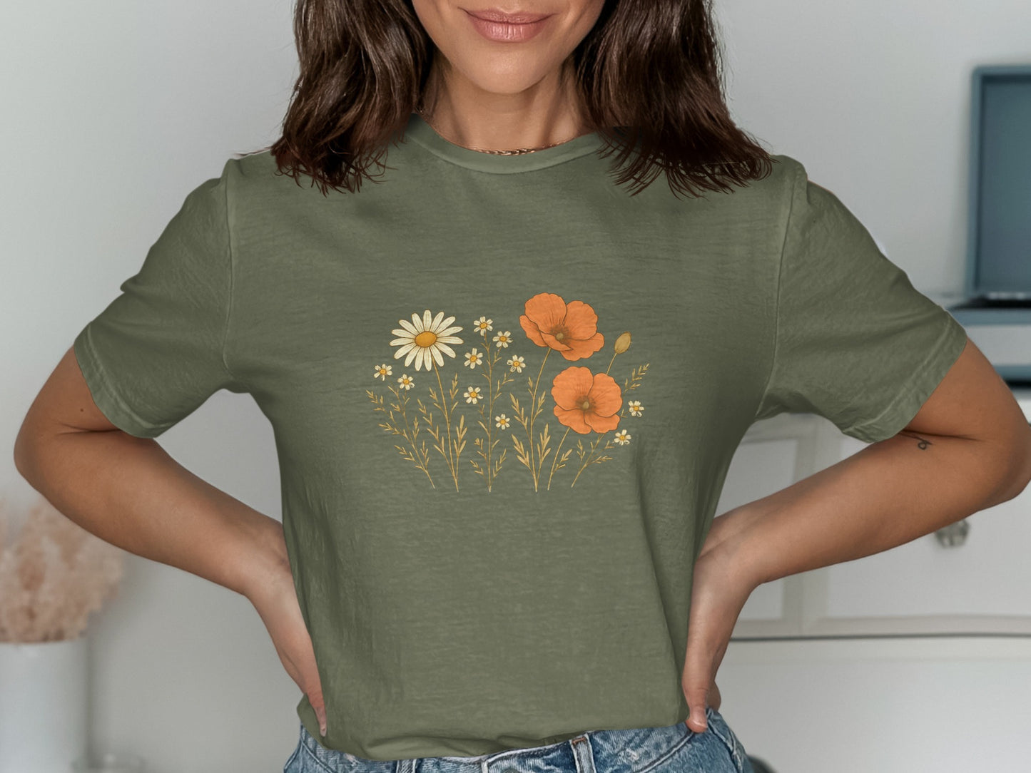 Beautiful Floral Graphic Tee Shirt Clothing Product