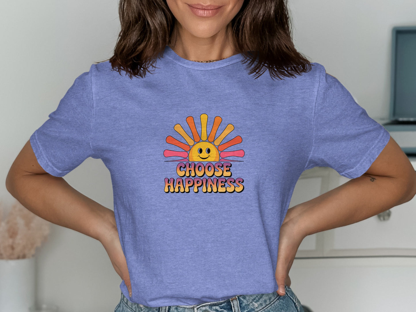 Vibrant Choose Happiness Graphic Tee Shirt product type