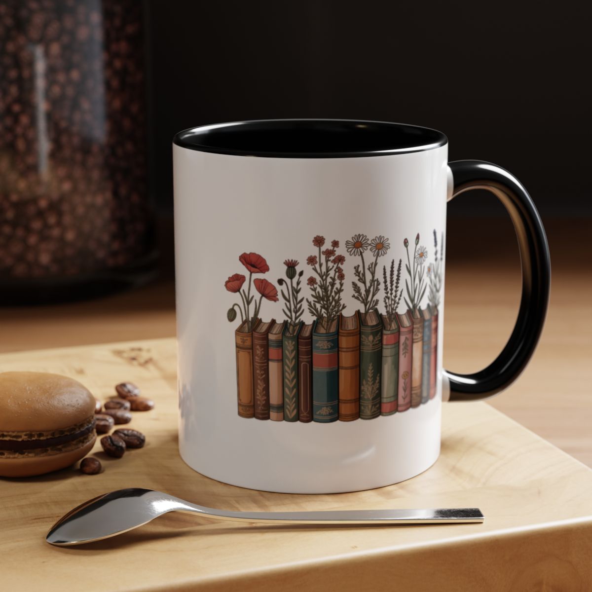 Beautiful Floral Bookshelf Design Coffee Mug product