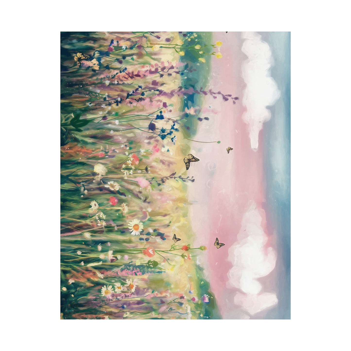 Dreamy Wildflower Meadow At Dawn Watercolor Poster