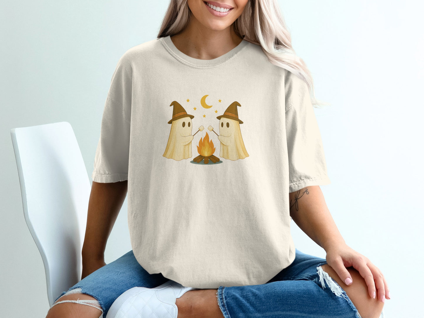 Spooky Ghosts Camping Graphic Tee Shirt product