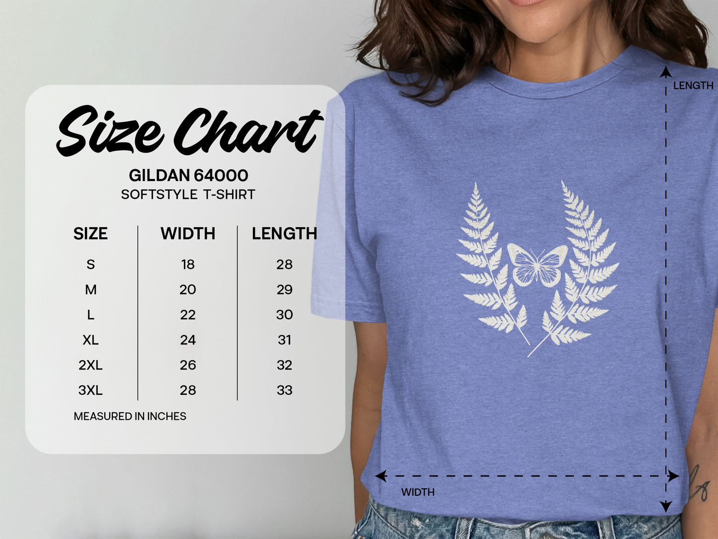 Butterfly and Fern Design Softstyle T-shirt product type