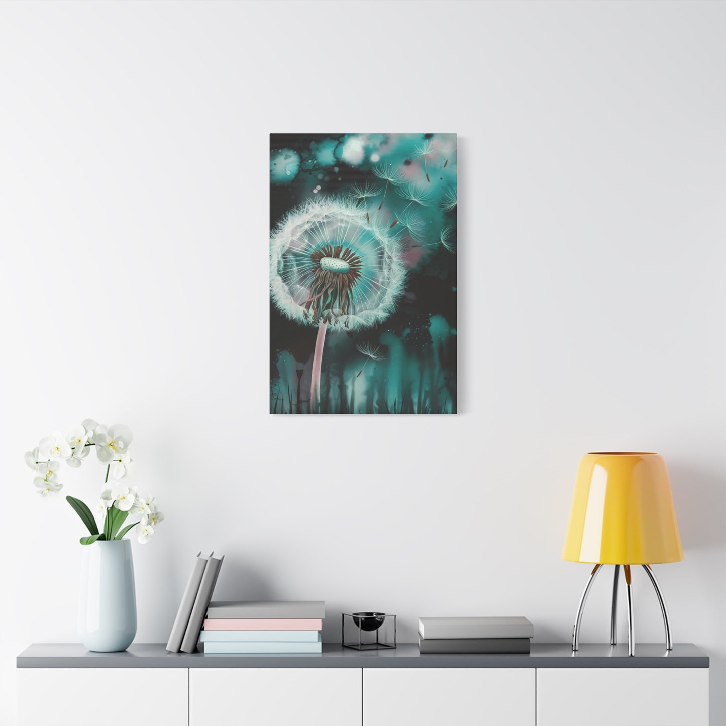 Dandelion Seeds Blowing Away Canvas Wall Art