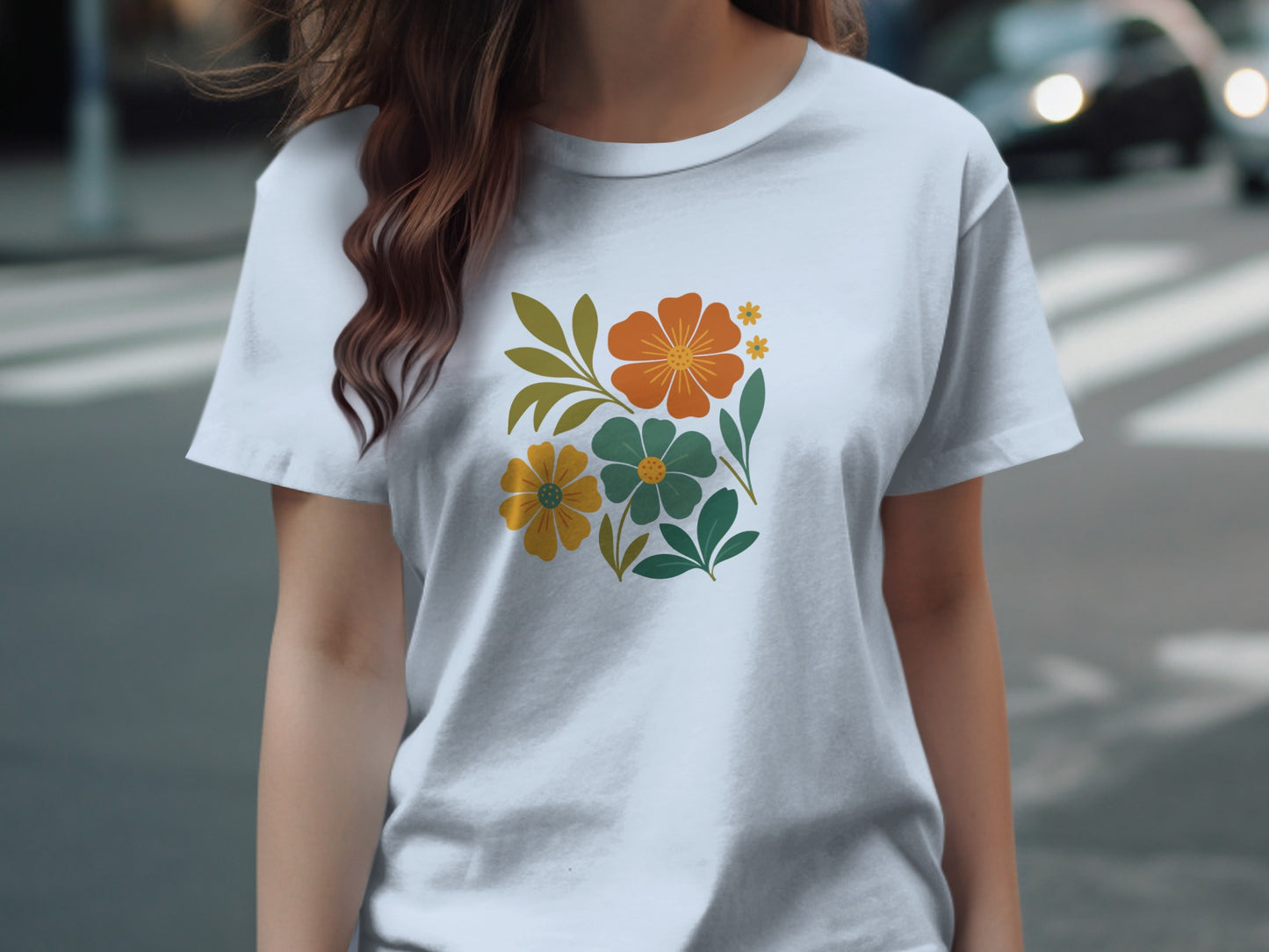 Colorful Floral Art White Short Sleeve Shirt product