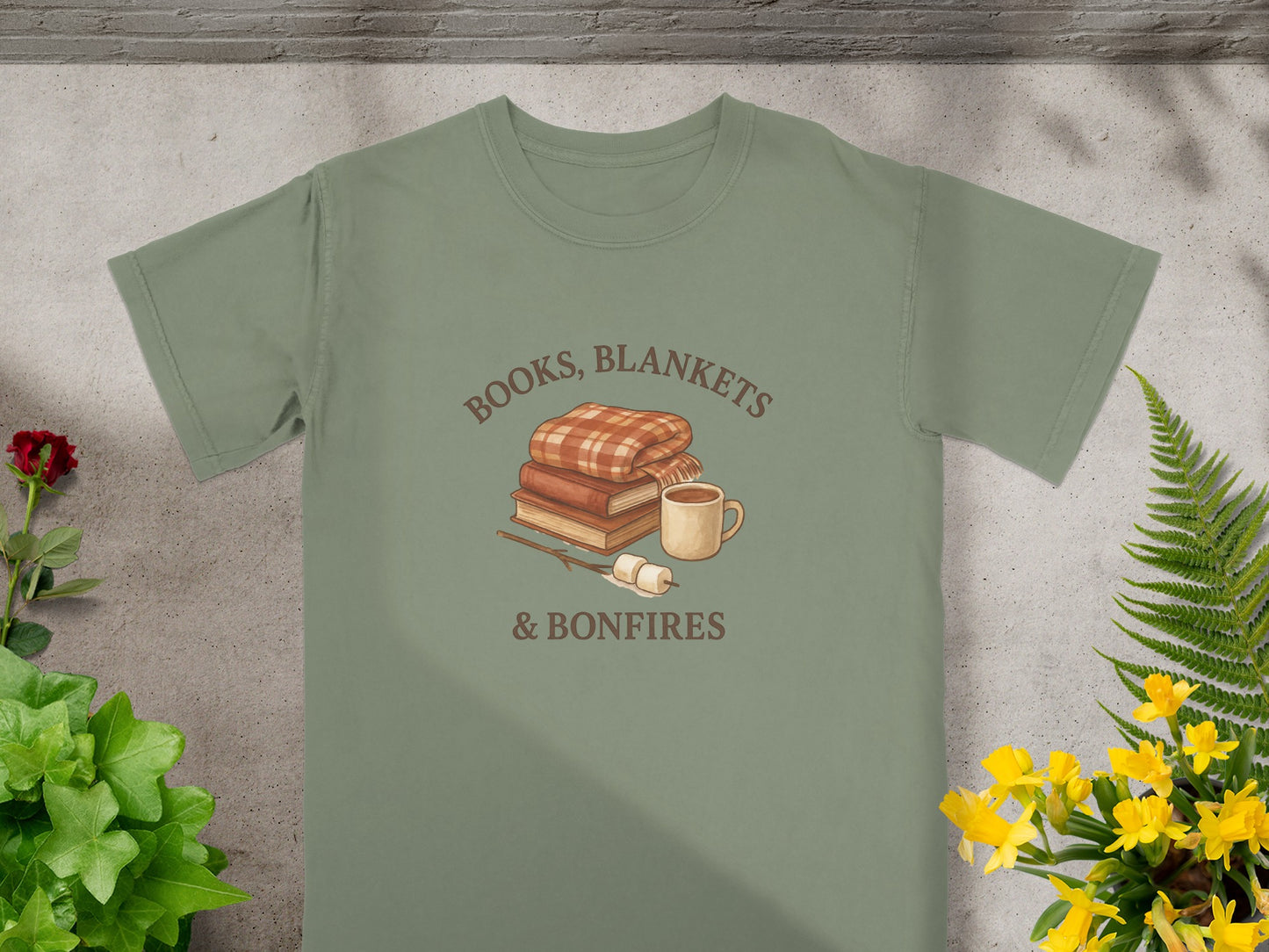 Cozy Books Blankets and Bonfires T-Shirt product type