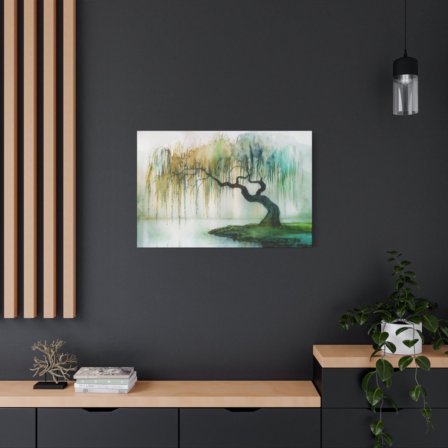 Serene Willow Tree Watercolor Canvas Print