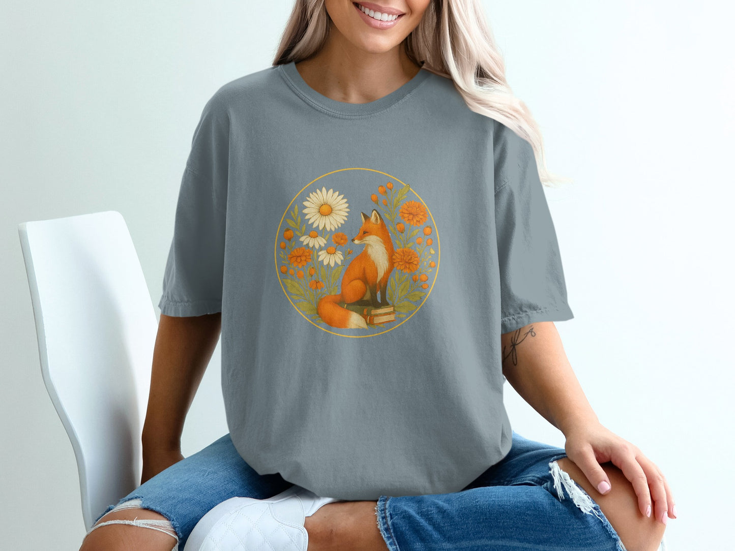 Cozy Fox and Floral Design Graphic Tee product