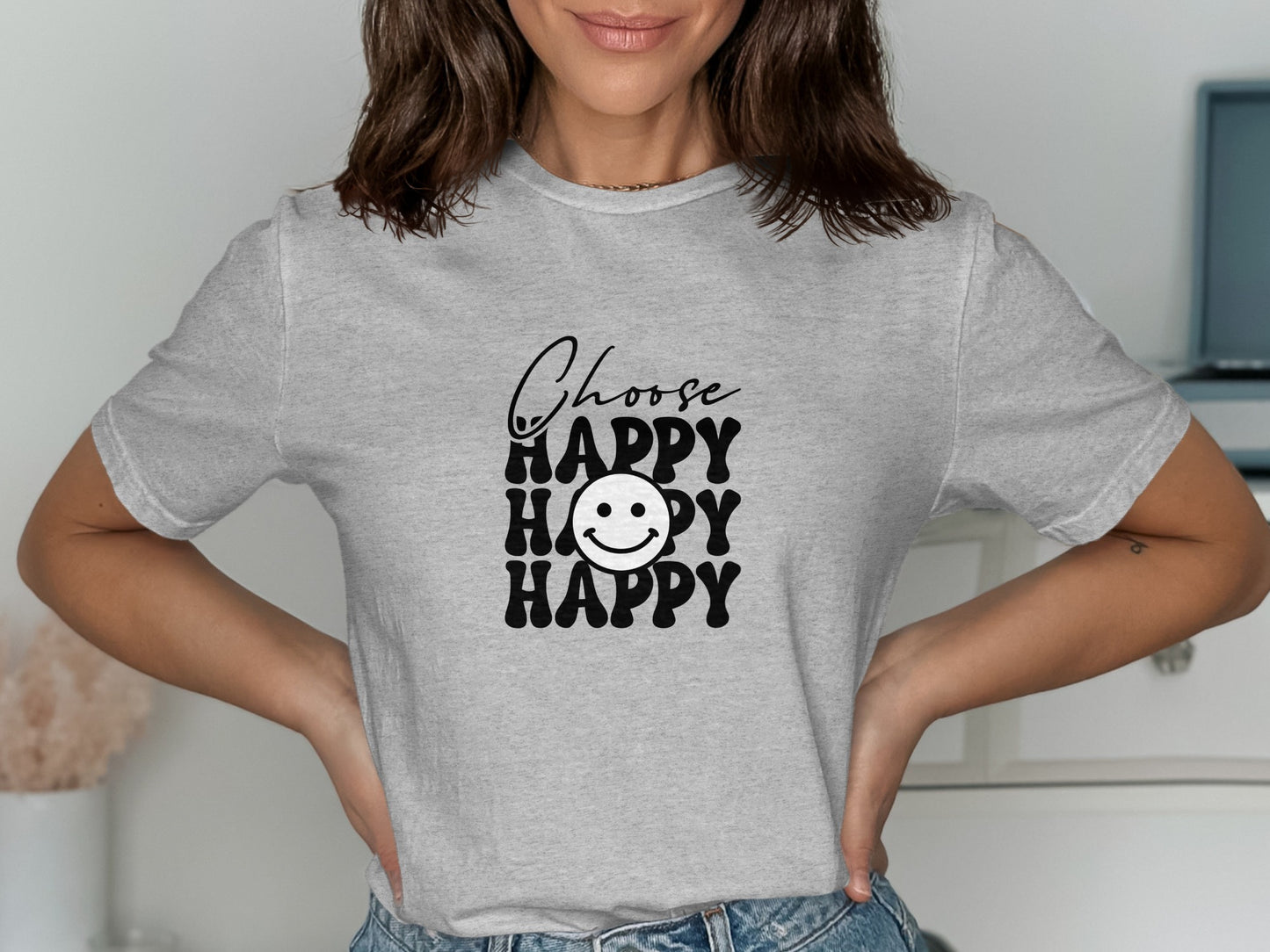 Choose Happy Graphic Tee Stylish Casual Shirt product